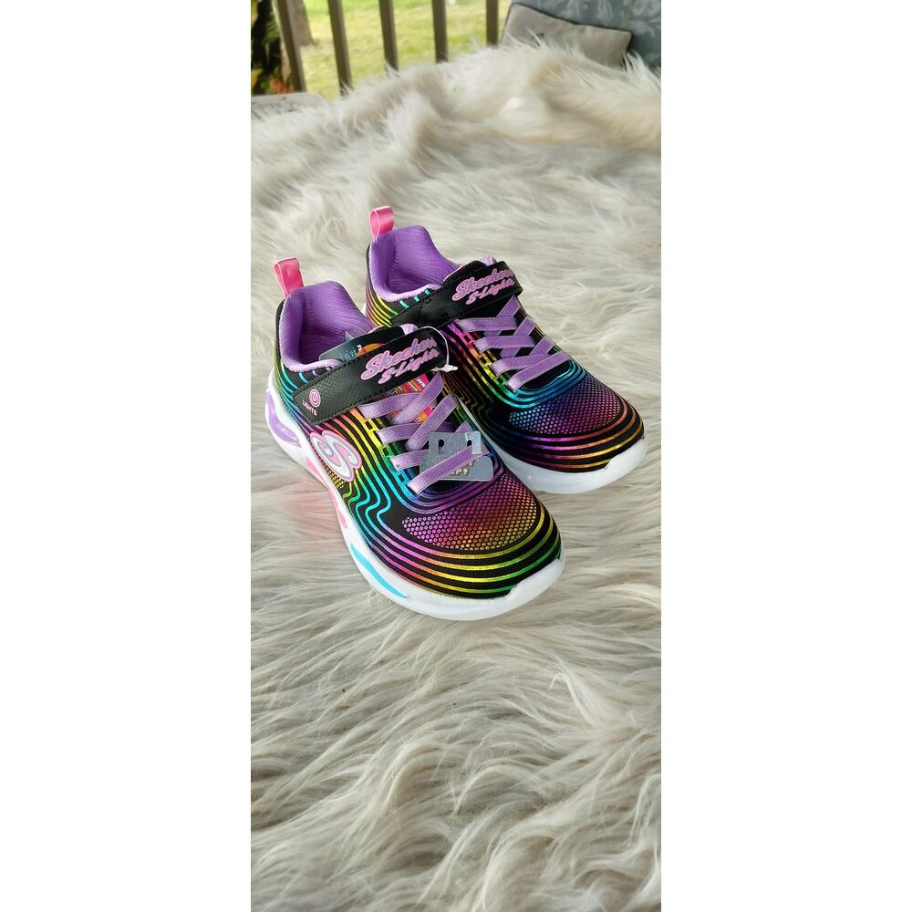 3911) Skechers Kid's S Lights : Wavy Beams Black Multicolor Shoes Size US 3 - Picture 2 of 9